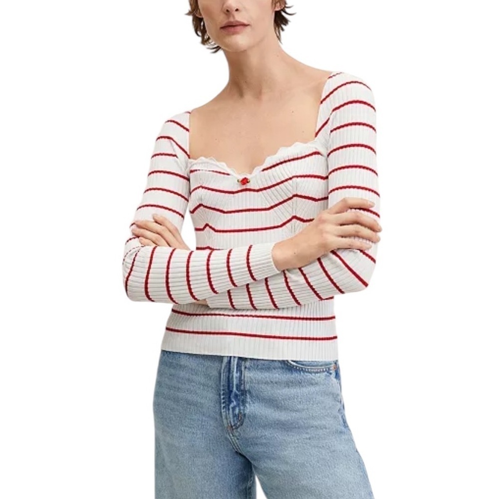MANGO Women's Ribbed Knit Sweater Size L
